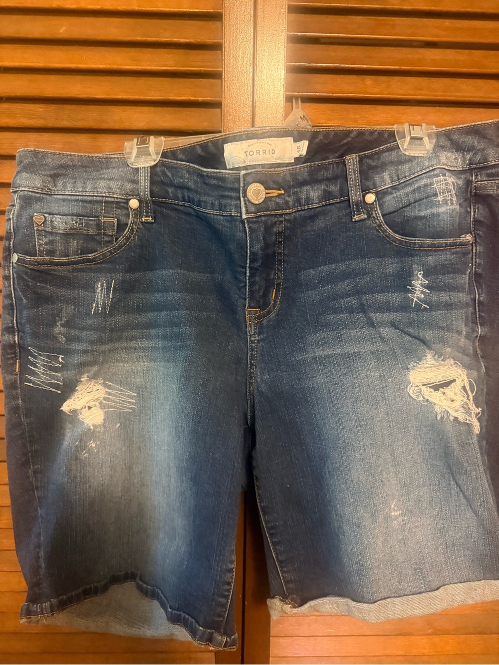 torrid Distressed Indigo Boyfriend Denim Shorts